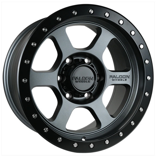 [T1-7983-0-MGN] FALCON OFFROAD T1 17X9 6X139.7 ET 0 C.B 106.3 MATTE GUNMETAL WITH BLACK RING