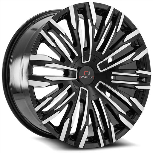 [CLV-28208551143120+35BM] CAVALLO-CLV28 20X8.5 5X114.3/5X120 +35 C.B 74.1 GLOSS BLACK/MACHINE