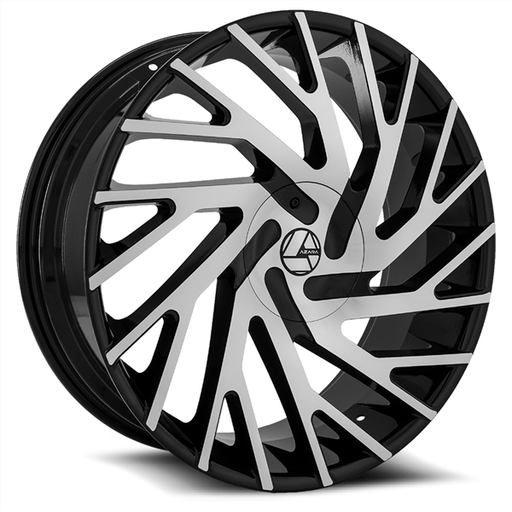 [AZA-505208551143120+35BM] AZARA AZA-505 GLOSS BLACK/MACHINED 20X8.5 5X4.5/5X120 +35 C.B 74.1