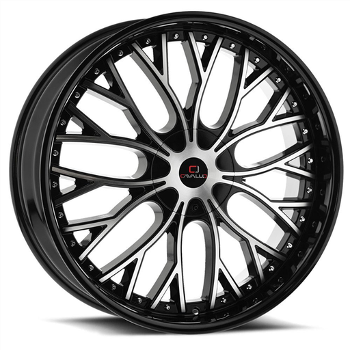 [CLV-33208551121143+35BM] CAVALLO-CLV33 GLOSS BLACK/MACHINE 20X8.5 5X112/5X4.5 +35 +74.1 *NC*