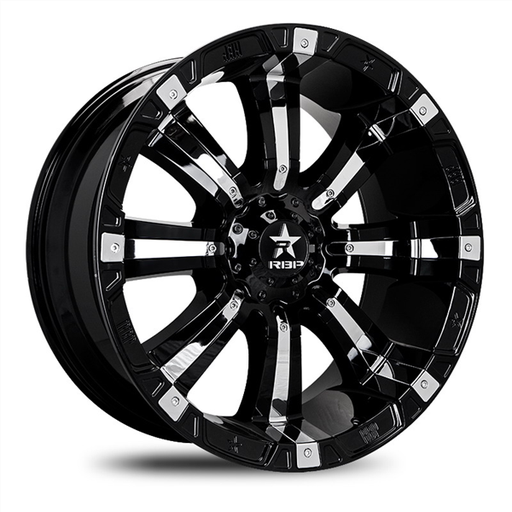 [94R-2090-70-00BP] RBP-OFFROAD 94R 20X9.0+0 6X135/6X139.7 C.B 87.1 GLOSS BLACK W/CHROME INSERTS