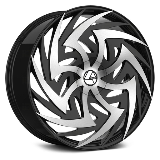 [AZA-520208551121143+35BM] AZARA AZA-520 20X8.5 5X112/5X114.3 +35 C.B 74.1 GLOSS BLACK/MACHINE