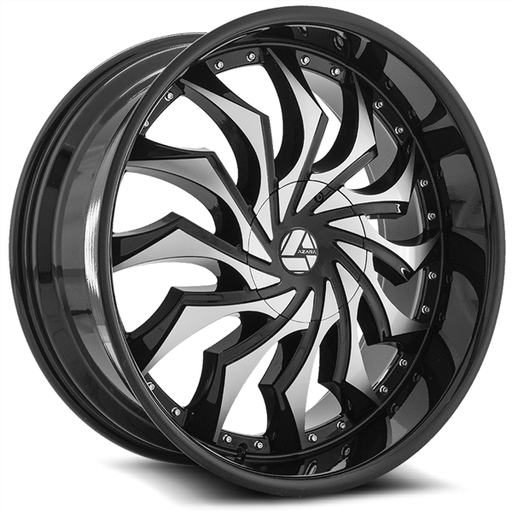 [AZA-515208551121143+35BM] AZARA AZA-515 20X8.5 5X112/5X114.3 +35 C.B 74.1 GLOSS BLACK/MACHINE