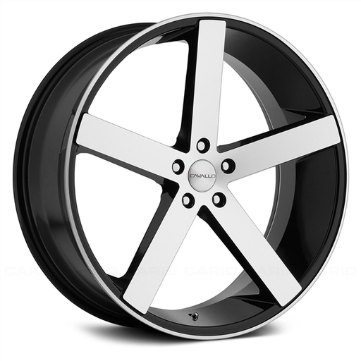 [CLV-5208551143+35BM] CAVALLO-CLV5 20X8.5 5X114.3/5X115 +35 C.B 74.1 *STAGGERED* GLOSS BLACK/MACHINE