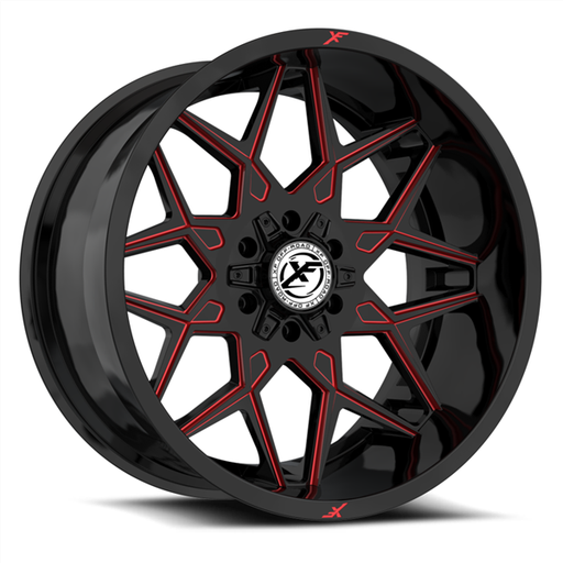 [XF-238209061351397+12GBMLR] XF OFFROAD-XF238 20X9.0+12 6X135/6X139.7 C.B 106.4 GLOSS BLACK RED MILLED