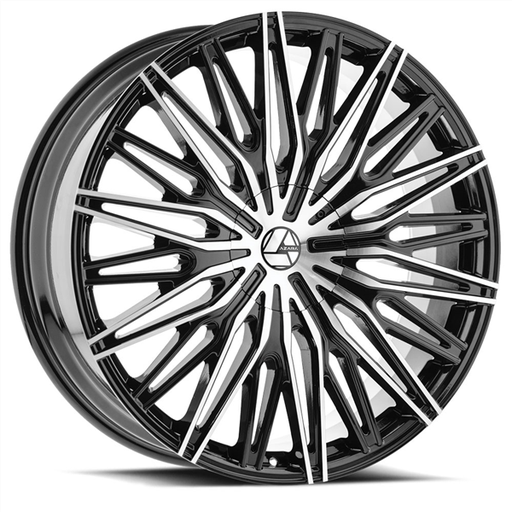 [AZA-52222955115120+15BM] AZARA AZA-522 GLOSS BLACK/MACHINE 22X9.5 5X115/5X4.75 +15 +74.1 *NC*