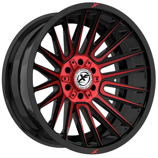 [XF-234201061351397-12GBMRED] XF OFFROAD-XF234 20X10 6X135/6X139.7 -12 C.B 106.4GLOSS BLACK RED MILLED