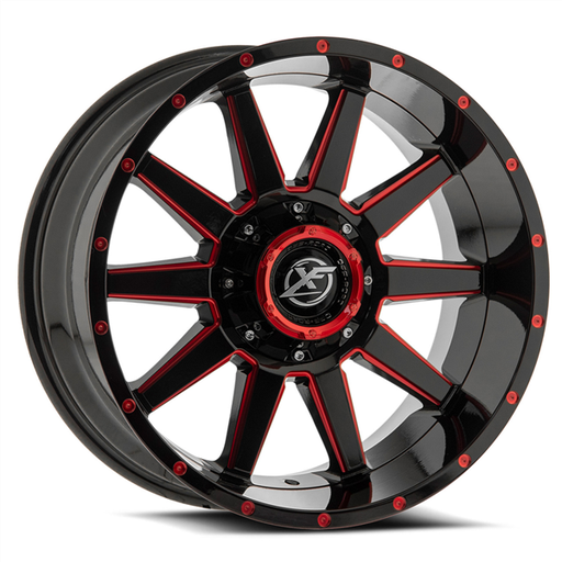 [XF-219201051397150-24GBMLR] XF OFFROAD-XF219 20X10 5X139.7/5X150 -24 C.B 110.3 GLOSS BLACK/RED MILLED