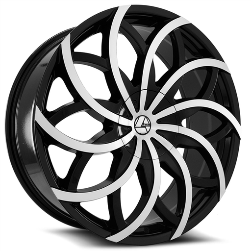 [AZA-50422955115120+15BM] AZARA AZA-504 GLOSS BLACK/MACHINE 22X9.5 5X115/5X4.75 +15 +74.1