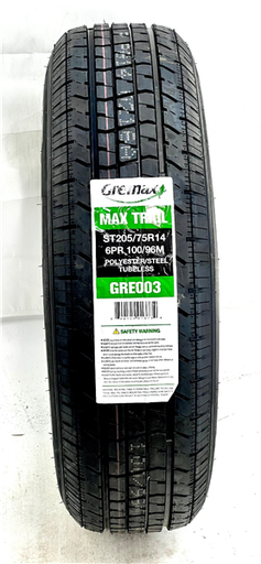 [GM103G] ST 205/75R14 GREMAX MAX TRAIL 100/96M 6 P.R. (6 PLY) 50 PSI