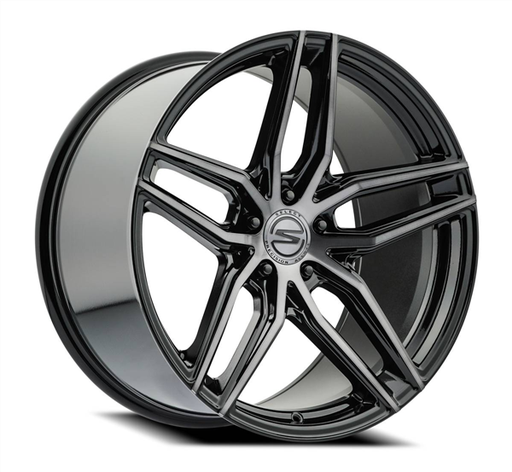 [S101198544P3510] SELECT SHADOW S101 19X8.5 5X112 +35 C.B 66.53 GLOSSY BLACK BRUSHED DDT FACE CLEAR