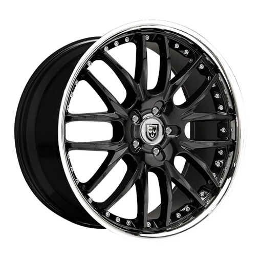 [R08-1880-45-35BC] LEXANI R-8 18X8+35 5X112 ET35 BLK CTR SS CHR LIP 73MMCB