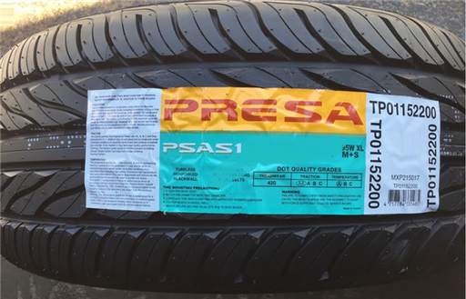 [2254518PRESA] 225/45R18 PRESA PSAS1 95W 420 AA A +ROAD HAZARD